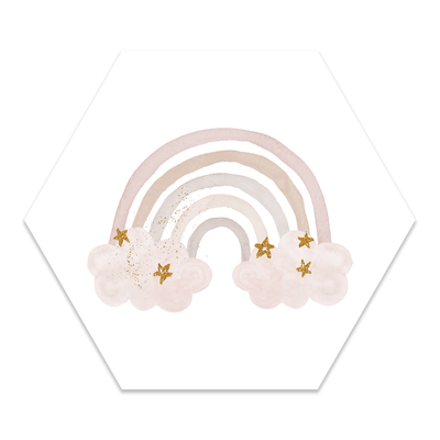 Label2X Muurhexagon kids Muurhexagon kids pastel regenboog