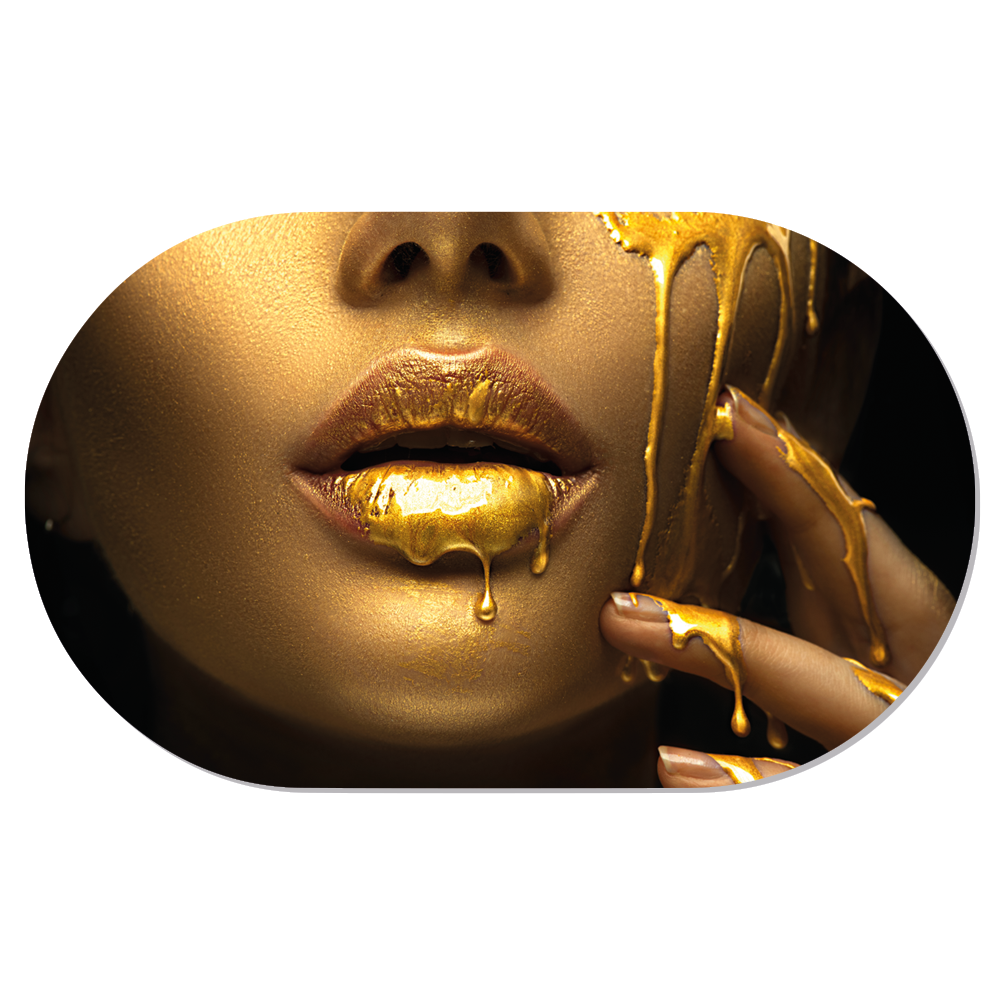 Label2X Muurovaal Muurovaal gold lips woonaccessoires homedecoratie
