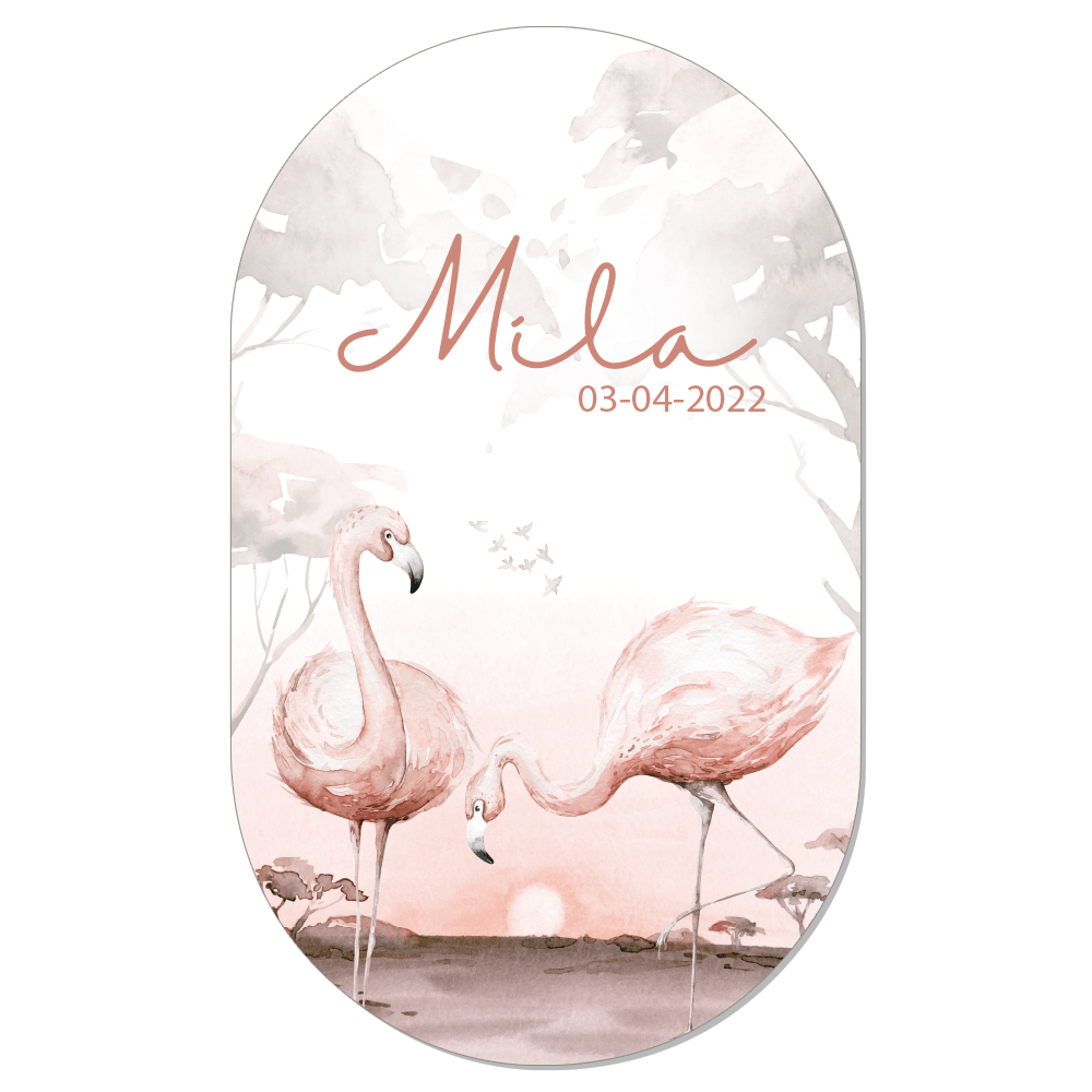 Label2X Muurovaalkids S - 40 x 25 cm Muurovaal kids flamingo