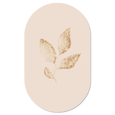 Label2X Muurovaal Muurovaal leaf gold beige