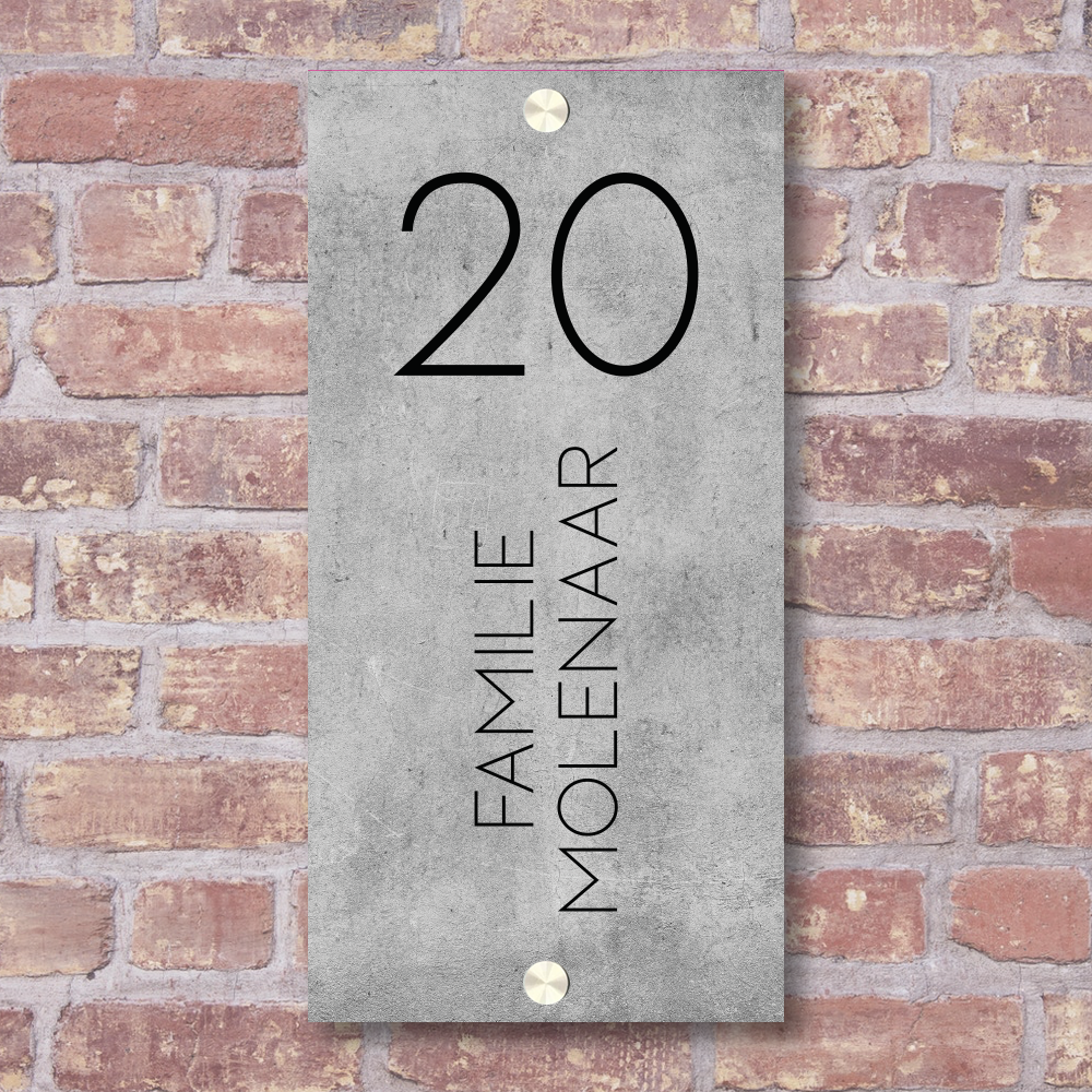 Label2X Naambordje rechthoek Naambordje voordeur rechthoek staand strak beton zwart woonaccessoires homedecoratie