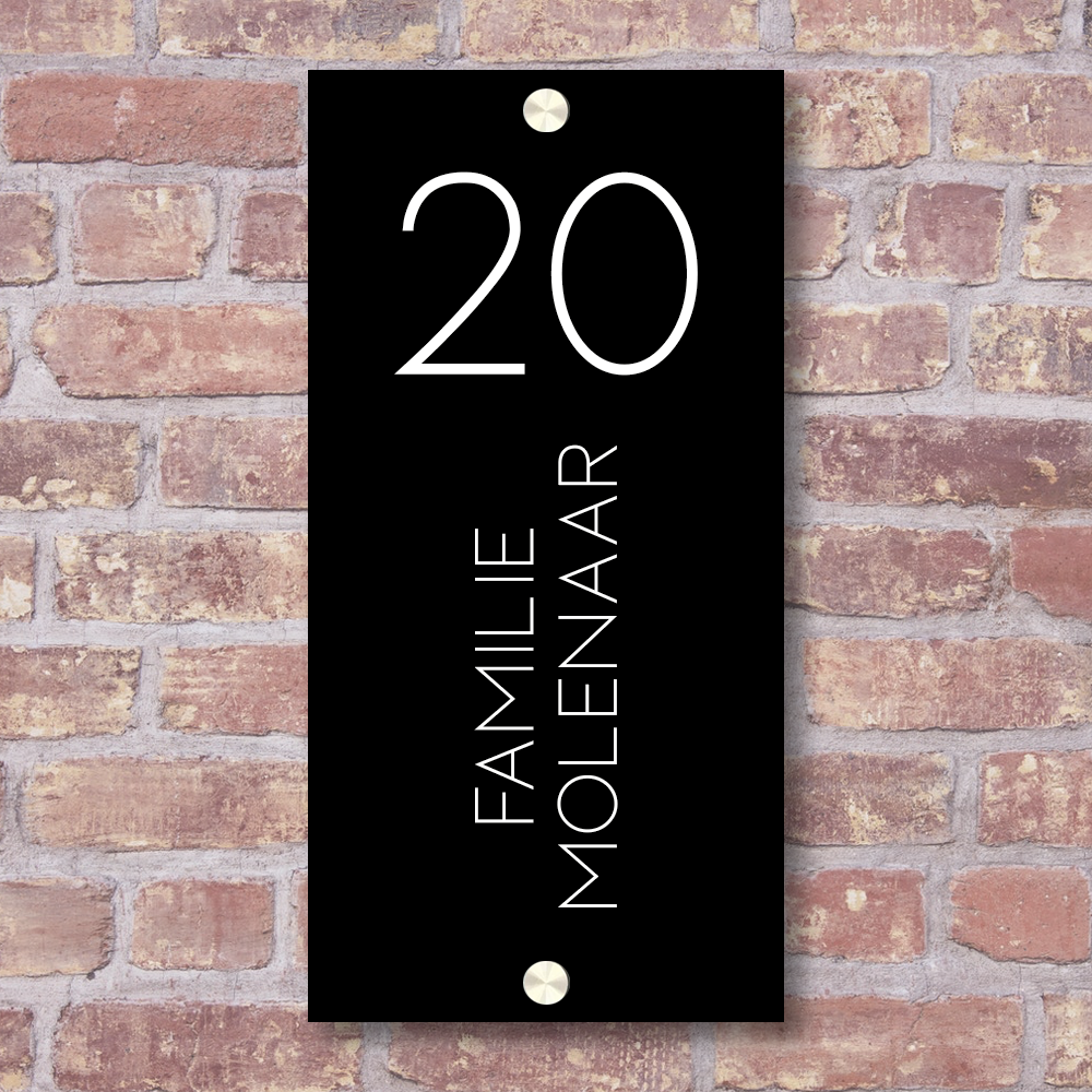 Label2X Naambordje rechthoek Naambordje voordeur rechthoek staand strak zwart woonaccessoires homedecoratie