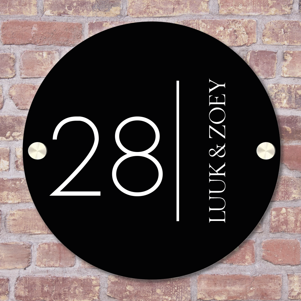 Label2X Naambordje rond Naambordje voordeur rond minimalist black woonaccessoires homedecoratie