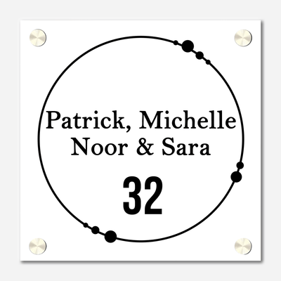 Label2X Naambordje vierkant Naambordje vierkant cirkel dots wit