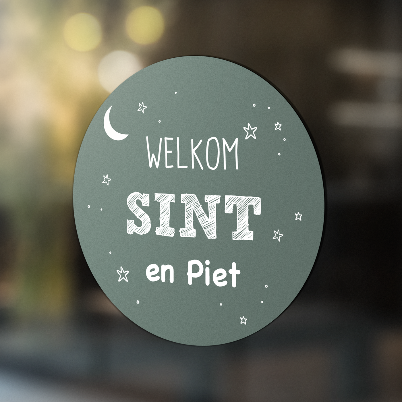 Label2X Sinterklaas Ø 30 cm / Groen Deur/raam/muursticker welkom sint en piet zwart woonaccessoires homedecoratie