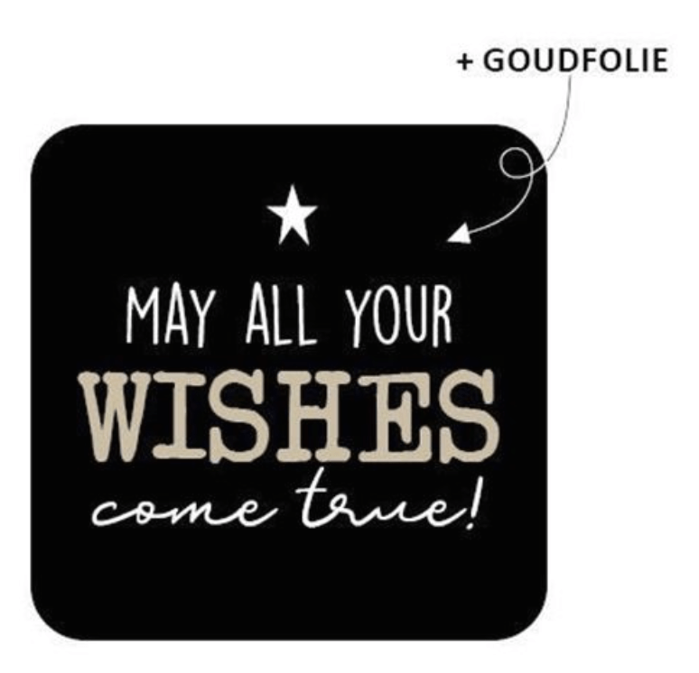 Label2X Sticker Sticker may all your wishes come true goudfolie 10st.