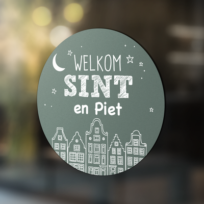 Label2X Sinterklaas Sticker welkom sint en piet huisjes woonaccessoires homedecoratie
