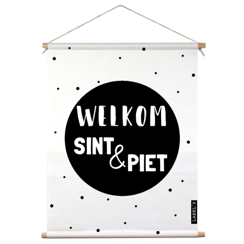 Label2X sinterklaas Textielposter binnen welkom sint & piet