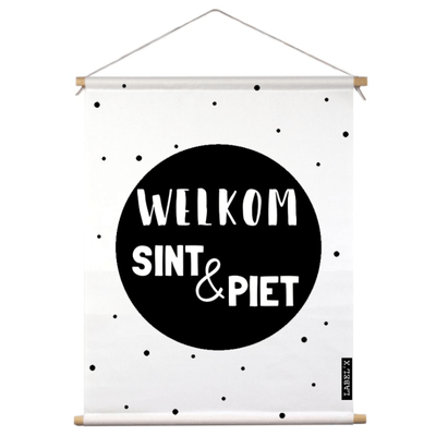 Label2X sinterklaas Textielposter binnen welkom sint & piet
