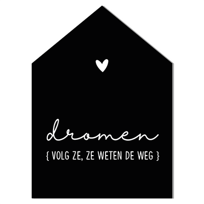 Label2X Woondecoratie Woonhuisje dromen zwart