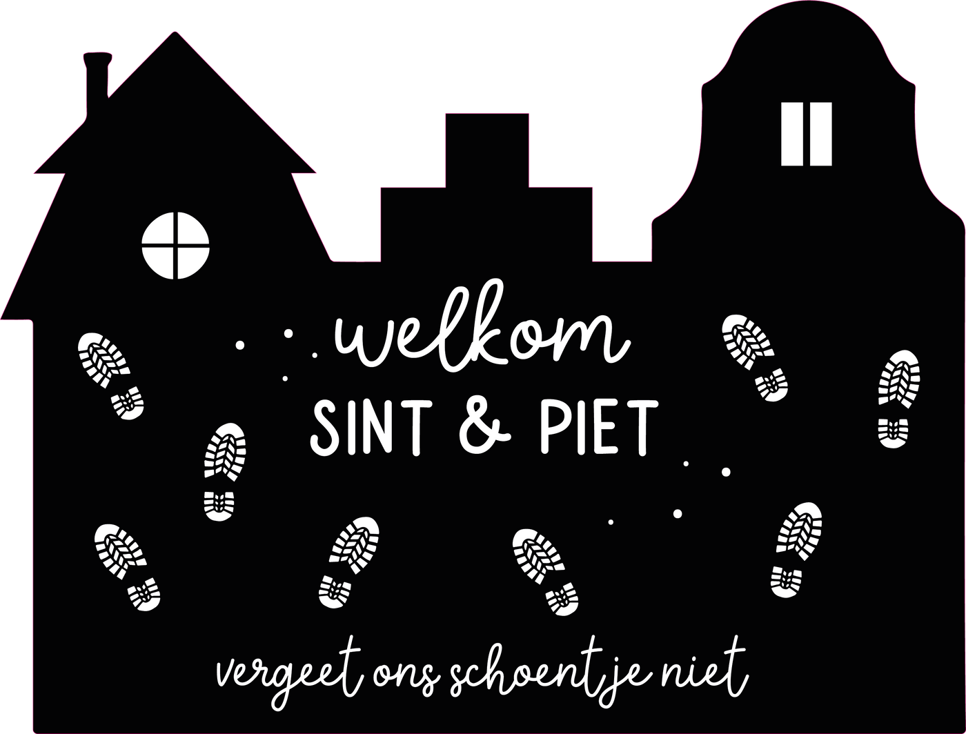 Label2X Sintkerst Zwart Sinterklaas schoen-zet-mat XXL SKT4ZV-055 woonaccessoires homedecoratie