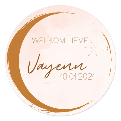 Luniott Geboorte raamsticker Geboorte raamsticker maan met naam en geboorte datum.