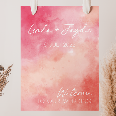 Label2X Huwelijk Welkomstbord bruiloft watercolor WBB-004 woonaccessoires homedecoratie